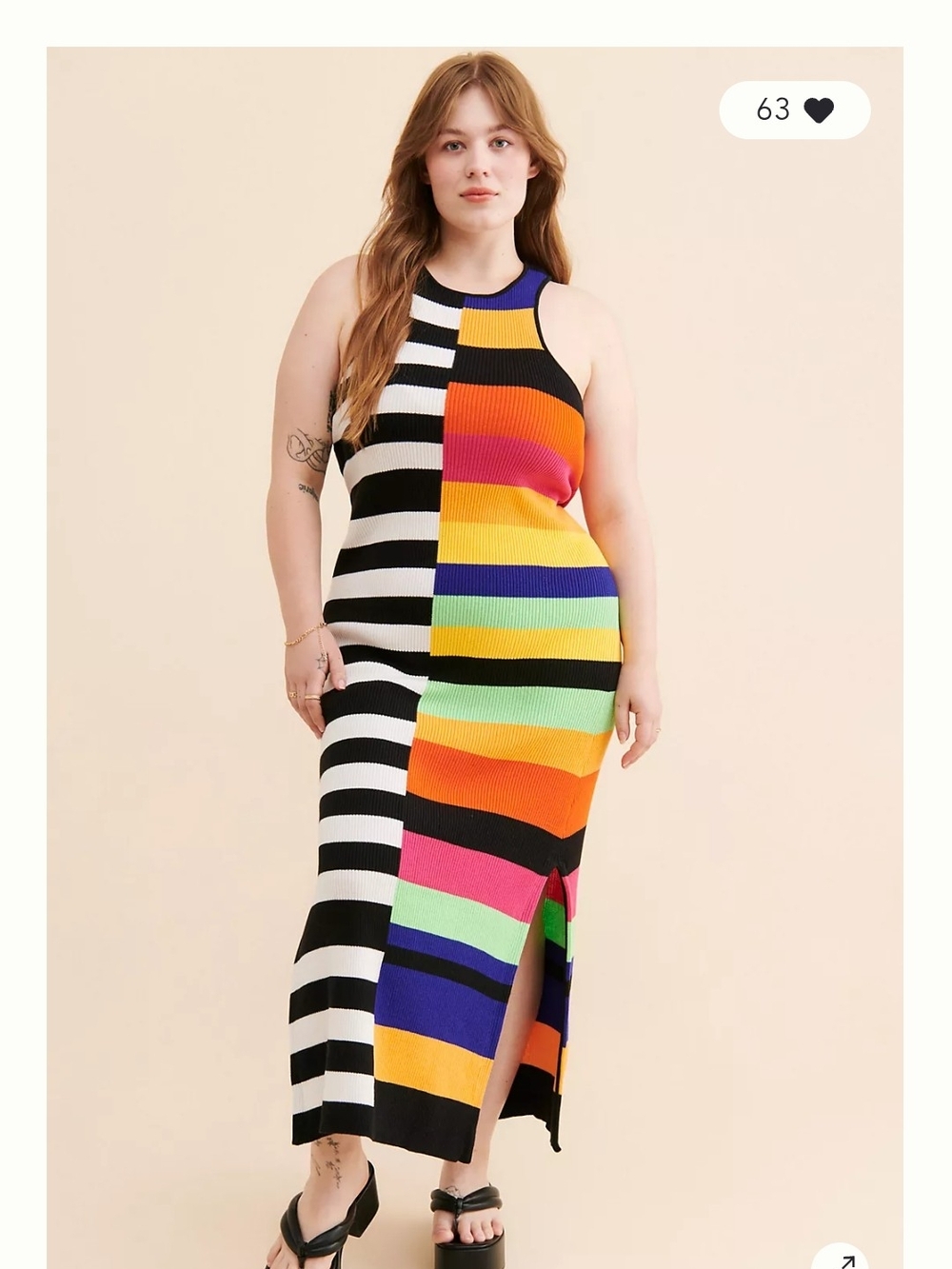 Eloquii Mixed Stripe Ribbed Knit Midi Dress Plus Size 18/20